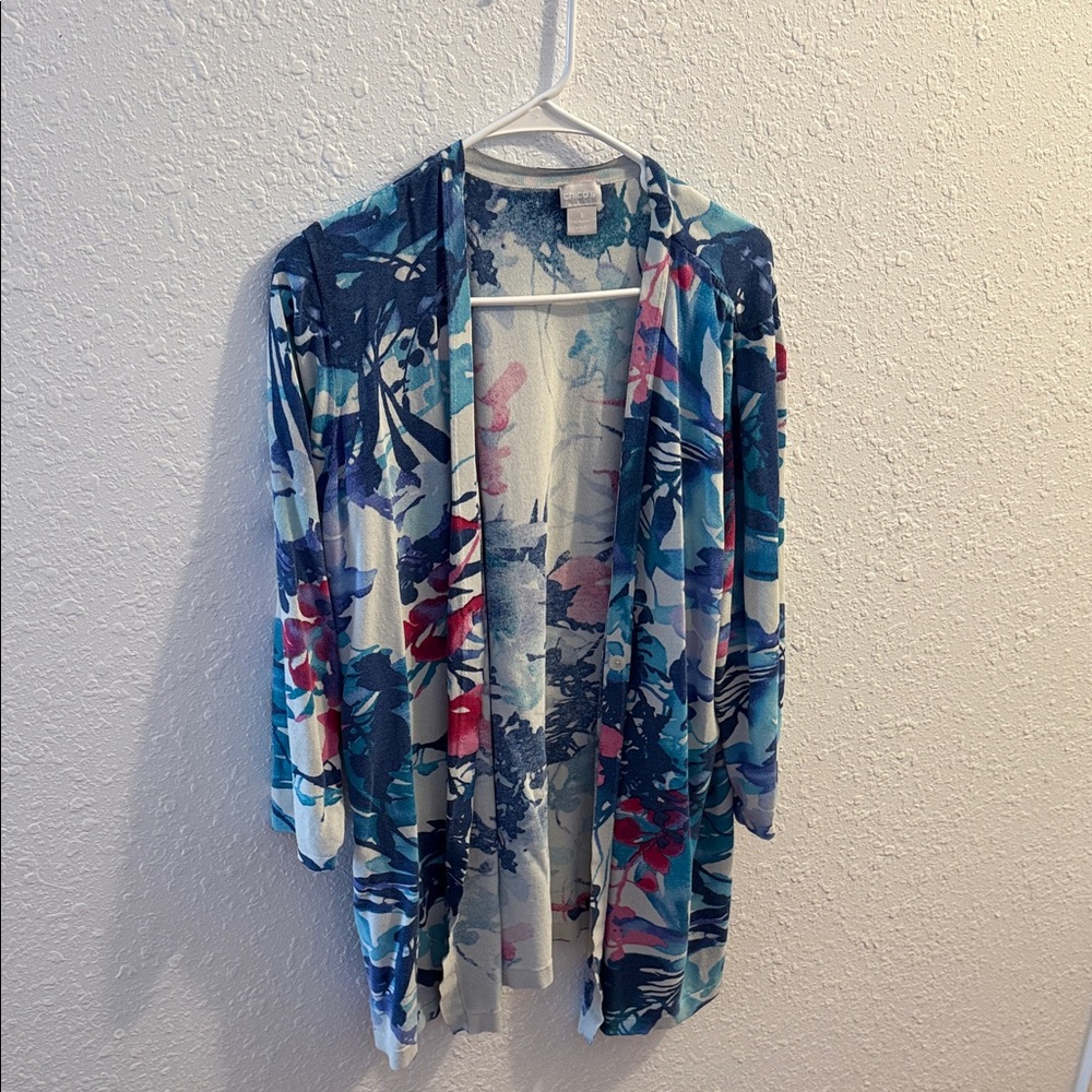 Chico's Multicolor Floral Cardigan